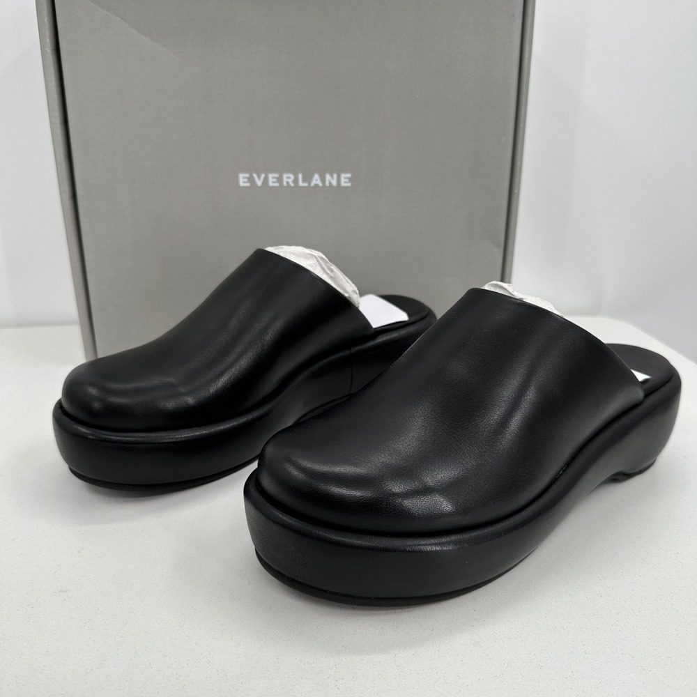 Everlane The Puffa Flatform in Black Leather sz 11 Women's Chunky Platform Clog
